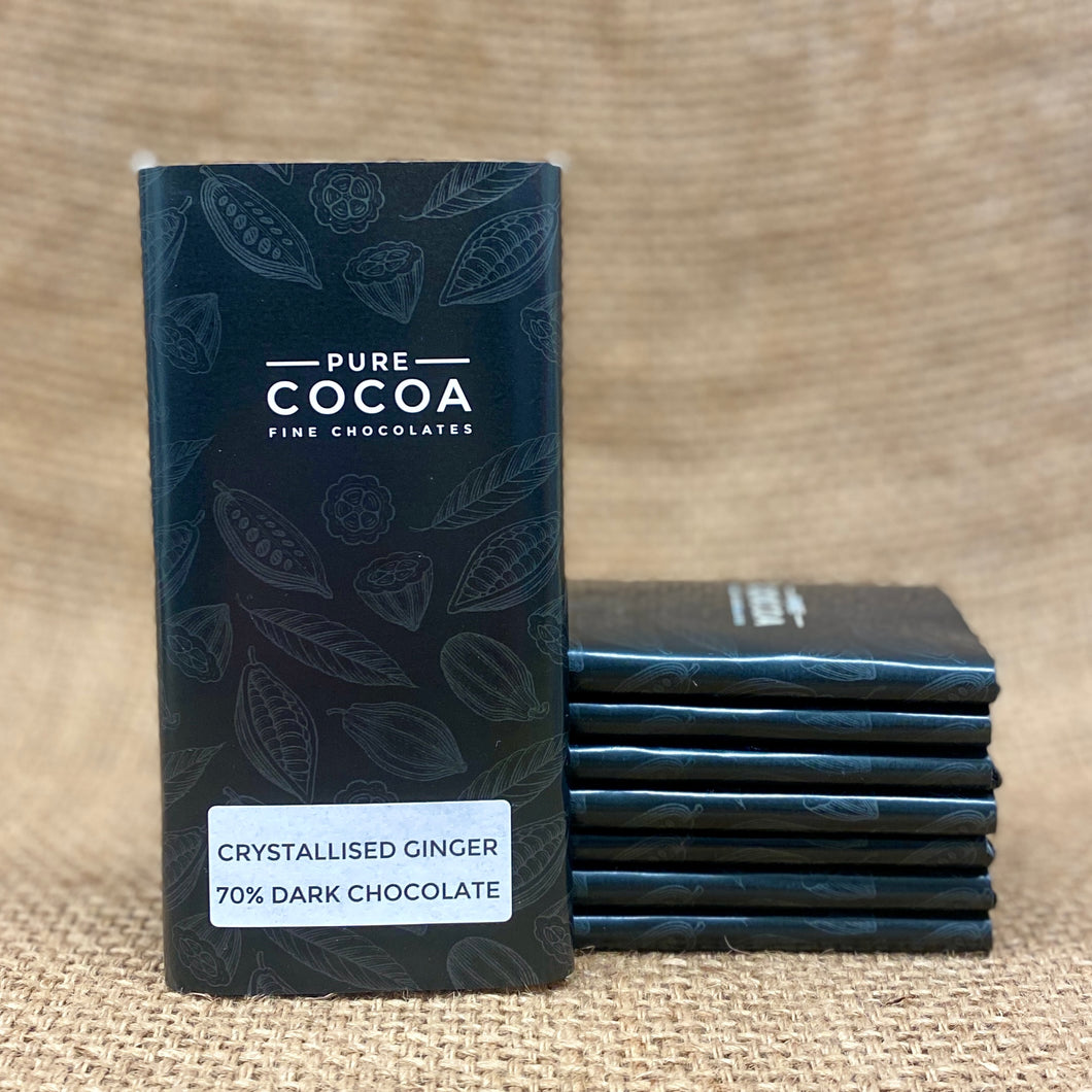 Crystallised Ginger - 70% Colombia Dark Chocolate Bar